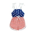 thumbnail image 3 of Douhoow 0-3Years Kids Independence Day Playsuit Baby Girl Tie-up Star Print Spaghetti Strap Romper, 3 of 8