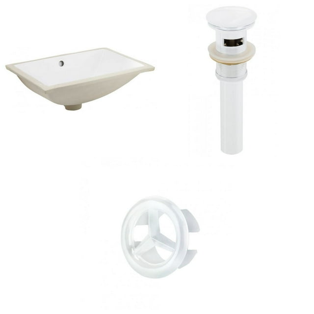 18.25-in. W CUPC Rectangle Bathroom Undermount Sink Set In White - White Hardware - Overflow Drain Incl. AI-20615