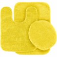 thumbnail image 1 of Juego de 3 alfombras de baño antideslizantes amarillas de felpa súper suave con tapa de inodoro n.° 6, 1 of 3