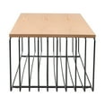 thumbnail image 4 of LeisureMod Rectangular Coffee Table with Ash Wood Veneer Top and Powder-Coated Steel Base Wireframe Design with Crossbars Walden Collection in Black, 4 of 14