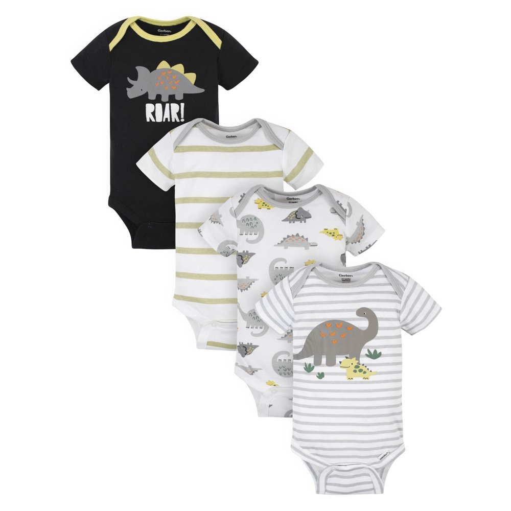 Gerber - Gerber Baby Boys Short Sleeve Onesies® Brand Bodysuits, 4-Pack ...