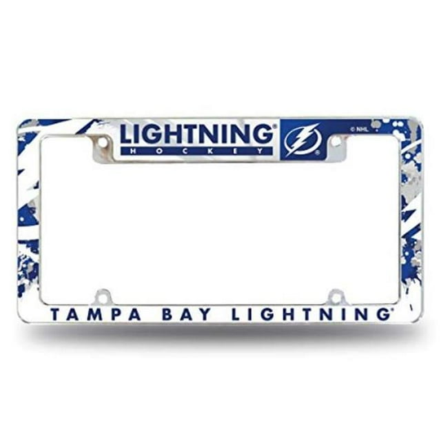 Sparo AFC9201T Tampa Bay Lightning NHL Chrome Metal License Plate Frame with Bold Full Frame Design, Multi Color