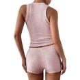 thumbnail image 4 of Women'S Y2K Yoga Slim Fit Tank Top and Shorts 2 Piece Workout Set Athletic Gym Outfit Pink M, 4 of 8