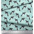 thumbnail image 2 of Soimoi Green Heavy Canvas Fabric Dolphin & Bubbles Ocean Print Sewing Fabric Yard 58 Inch Wide, 2 of 3