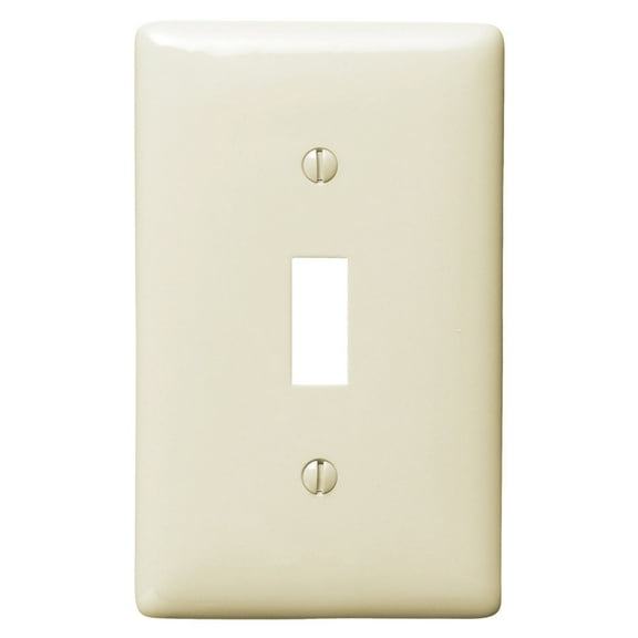 Hubbell NP1LA 1-Gang Toggle Light Switch Wall Plate, Unbreakable Nylon, Standard Size Cover, Light Almond