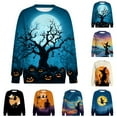 thumbnail image 6 of adviicd Women's Halloween Funny Ghost Pumpkin Print Sweatshirt, Spooky Season Graphic Crewneck Vintage Sweatshirts （Yellow， M）, 6 of 9
