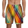 thumbnail image 2 of Goofa Abstract Watercolors Tartan Printed Men's Swim Trunks Board Shorts Quick Dry Mens Swimming Trunks with Compression Liner,Breathable Fit Hawaii Beach Shorts-Large, 2 of 9