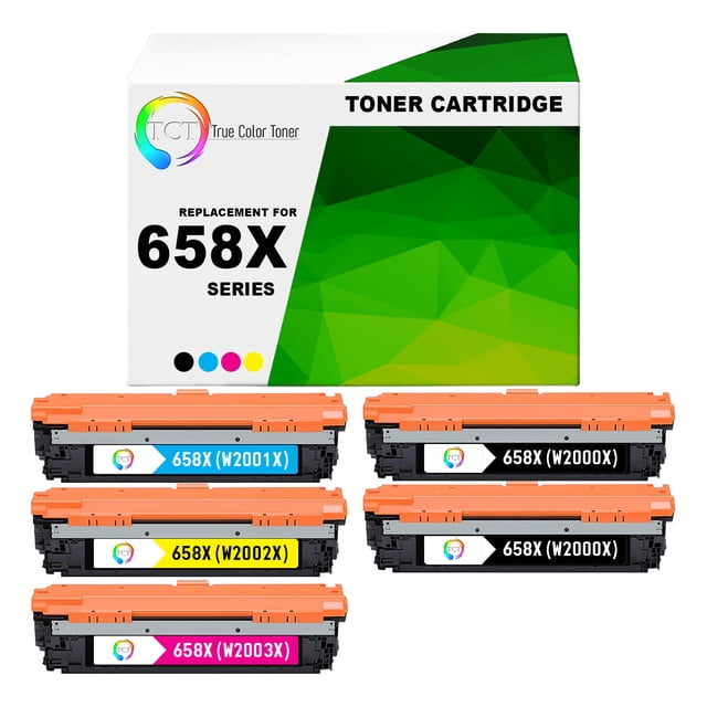TCT 658X Toner Cartridge 5 Pack - Compatible Replacement for HP 658X W2000X W2001X W2002X W2003X High Yield Works With HP Color LaserJet Enterprise M751's Printers (Black Cyan Magenta Yellow)