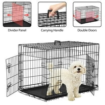 YRLLENSDAN 24 inch Dog Crate, Dog Kennel Dog Crate Folding Metal Dog Crate With Double-Door,Divider Panel, Removable Tray And Handle Pet Dog Cages For Small Dogs Indoor Outdoor, Black