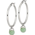 thumbnail image 4 of Stainless Steel Polished With Green Aventurine Bead Hoop Earrings Made In China sre802, 4 of 6