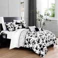 thumbnail image 1 of ESCA 7-Piece Kona Floral Black and White Comforter Set Queen Size, 1 of 5