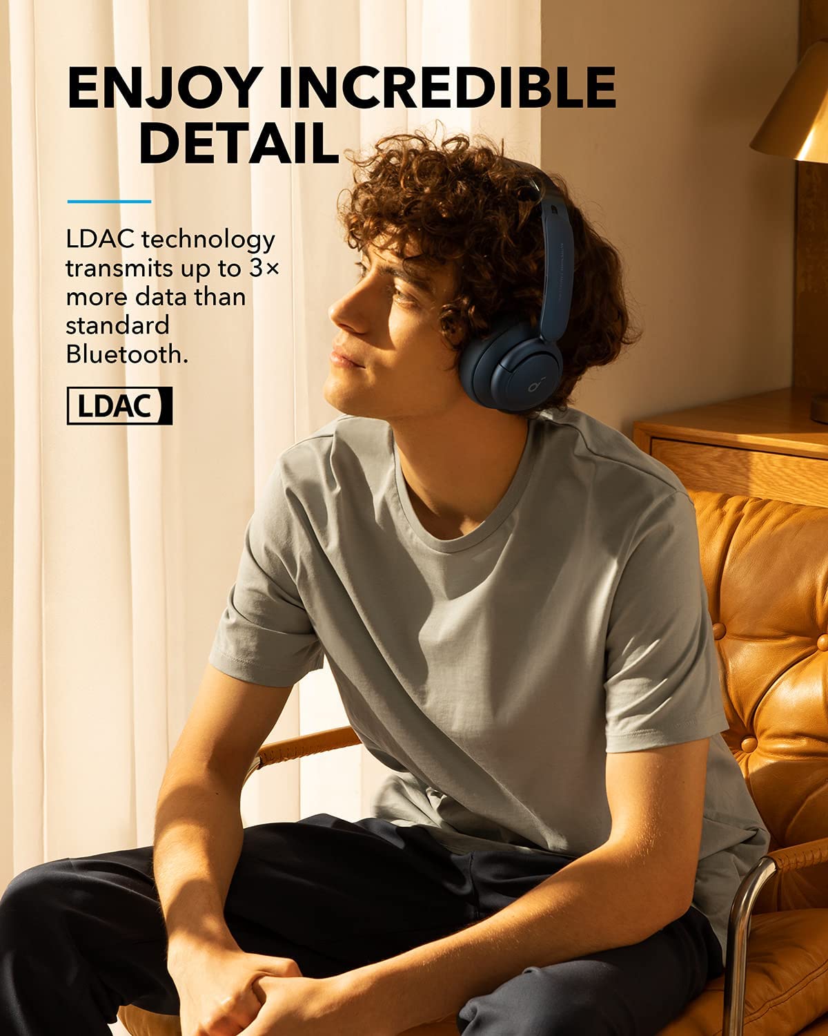 Soundcore by Anker Life Q35 Wireless Headphones over Ear Bluetooth Headset Active Noise Cancelling, Obsidian Blue - image 6 of 7