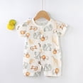 thumbnail image 2 of HCNTES Baby Children Infant Newborn Unisex Short Sleeve One-Piece Jumpsuit Bodysuit Toddler Kids Soft Pajamas Sleepwear Homewear for Spring Summer(X01-Orange,12-18 Months), 2 of 4