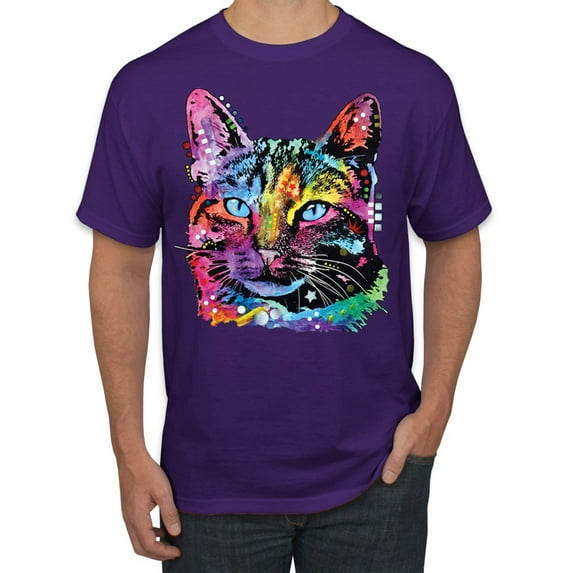 Cute Cat | Dean Russo Art Animal Lover Men's T-Shirt, Purple, X-Large