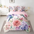 thumbnail image 2 of Feelyou Rustic Hummingbird Comforter Set 7pcs, Peony Flower Women Queen Bedding Sets, 2 of 8