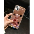 thumbnail image 3 of Compatible with iPhone 15 Mirror Bling Case with Ring Cute Glitter Diamond Rhinestone Holder Loopy Finger Grip Kickstand Stand Luxury Fashion Cover for Women Girls Rose Gold, 3 of 11