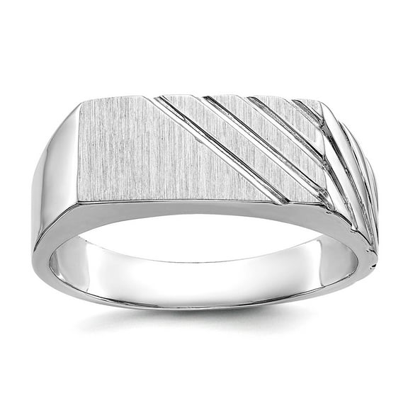 14k White Gold Polished Mens Signet Ring Size 11 Ring for Men - 6.6 Grams