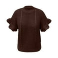 thumbnail image 3 of Zszcpp Going Out Tops For Women Ruffled Short Sleeve Round Neck Knitted Tie Up Pullovers Sweater Blouse Casual Blouses, 3 of 5