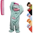 thumbnail image 2 of Silly Big Mouth Monster Onesie With Comb Funny Family Christmas Pajamas Matching SetsCozy Hooded Plush One Piece Loungwear Fleece Halloween Christmas Sleepwear for Parent & Little One, 2 of 7