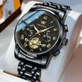 thumbnail image 3 of OLEVS Mens Watches Chronograph Business Dress Quartz Stainless Steel Waterproof Luminous Date Wrist Watch For Men Black Dial, 3 of 10