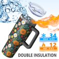 thumbnail image 5 of 40oz Pioneer Flower Floral Print Pattern Insulated Tumbler with Handle, BPA-Free Leak Proof Lid and Straws, Double Wall Vacuum, Hot 12h/Cold 34h, 5 of 6