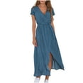 thumbnail image 2 of Mingw Wedding Guest Dress Summer New Women's European And-neck Printed Lace Up Dress Short Sleeved-neck And Ankle Dress, 2 of 6