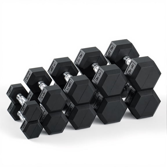 CAP 150lb Rubber Hex Dumbbell Set, Free Weights for Home Gym Strength Training