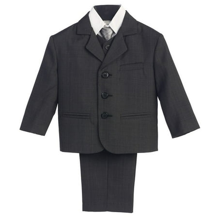 Boys Dark Grey Wedding 5 Pcs Special Occasion Suit 16 Husky