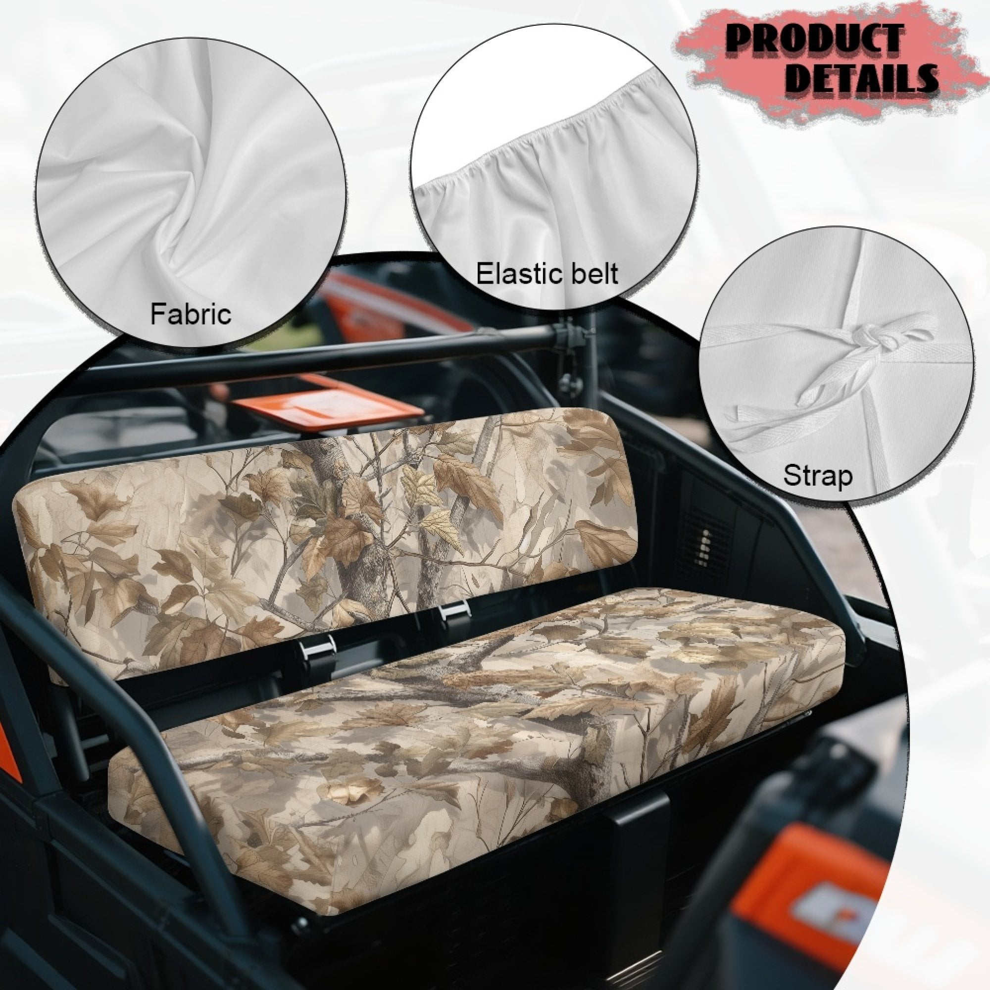 ZIATUBLES Autumn Tree Leaf Print UTV Seat Covers 2 Pack, Waterproof Polyester Replacement Front Bench Seats Covers, Wear-Resistant UTV Outdoor Accessory Part for Kawasaki Mule