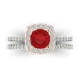 thumbnail image 2 of 1.58 ct Brilliant Round Cut Pink Tourmaline 18K White/Rose Gold Halo Solitaire with Accents Engagement Bridal Wedding Ring Band Set size 6, 2 of 7