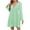 Green, variant on Women's Long Sleeve Lace Eyelet Mini Dresses Casual Loose Solid Color V Neck Pockets Above Knee Ruffle Cute Babydoll Dress Hot Pink M