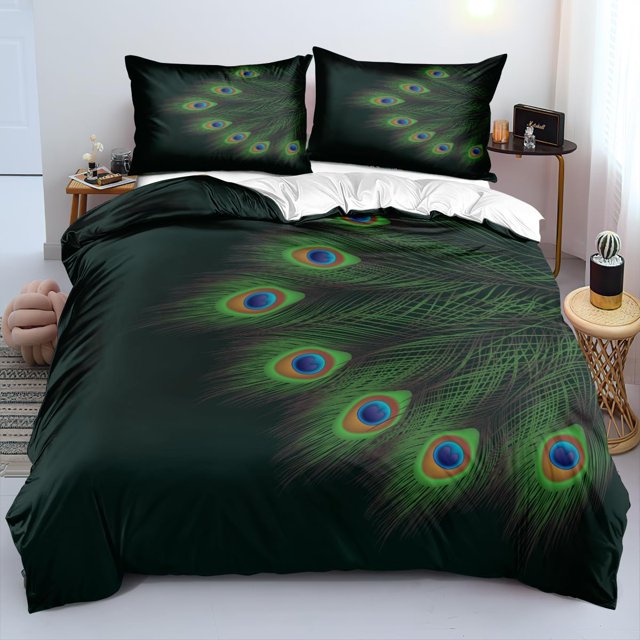 Peacock King Funda Nórdica Funda nórdica de plumas de pavo real para niños Niños Niñas Adolescentes