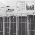 thumbnail image 3 of Cortina De Ducha De Secado Rápido, Cortina De Ducha De Tela De Poliéster Impermeable Lavable A Máquina, Cortinas De Baño Semitransparentes con 12 Ganchos, Cuadros Grises 180*200, 3 of 5