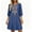 Blue, variant on Women's Split V Neck Three Quarter Sleeve Mini Dress Floral Embroidery Loose Fit Casual Summer Boho Swing Dress For Daily Events