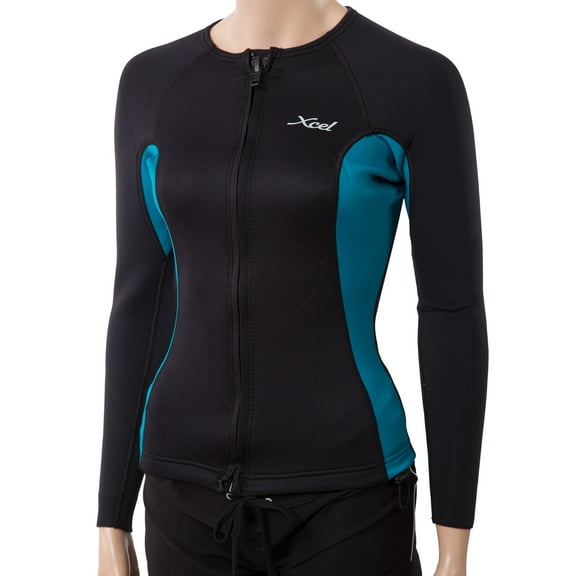 XCel Women's Longsleeve Wetsuit jacket w/cinch cord 10 Black/wild peacock