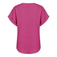 thumbnail image 6 of T-Shirts For Women Fashionable And Casual Solid Color V Neck Wrinkle Cloth Button Short Sleeve Rolled Up T Shirt Top Womens Tops, 6 of 7