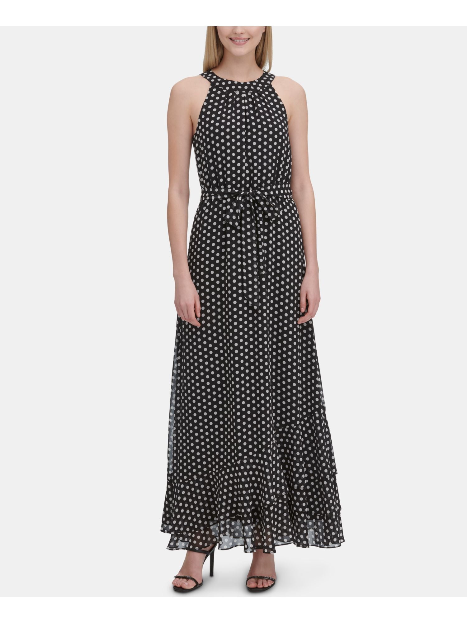 CALVIN KLEIN Womens Black Polka Dot Fit 