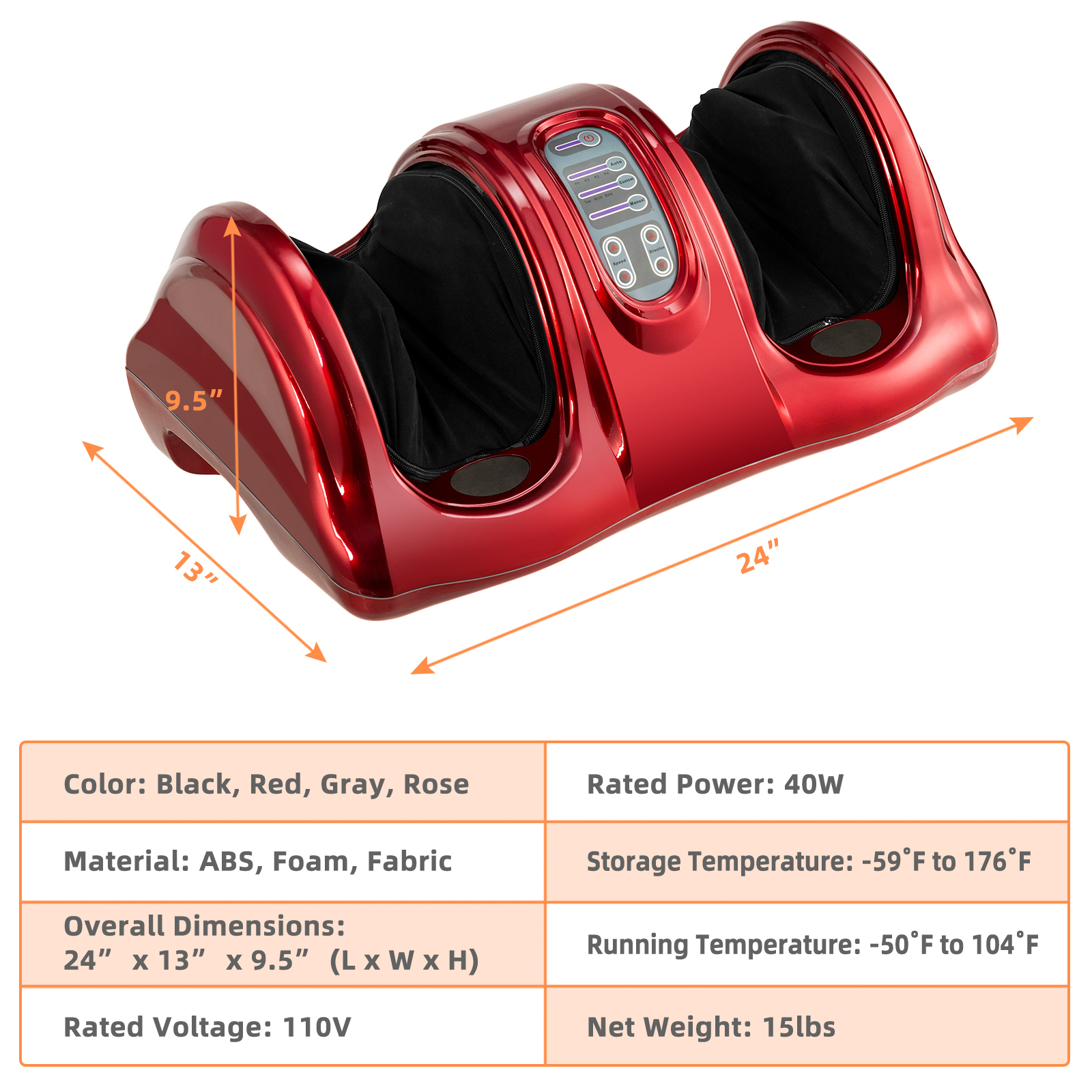 Giantex Foot Massager Machine, Electric Therapeutic Shiatsu Foot Calf Massager w/Kneading & Rolling for Foot & Ankle Pain, Red