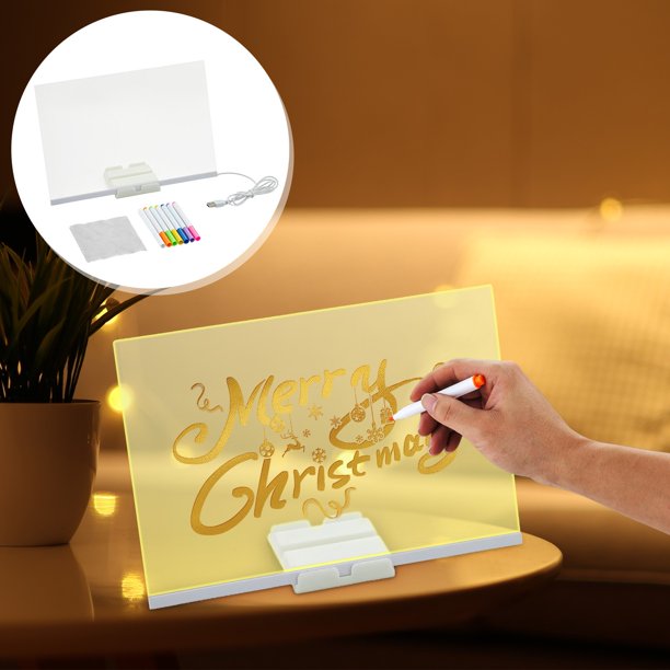 Tablero de luz nocturna LED acrílico | Letrero de menú de mensaje luminoso para dibujo artístico de bricolaje, panel de marcador portátil para puesto de mercado, eventos, decoración del hogar |