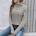 thumbnail image 5 of JIAYUE Sweaters for Women High Neck Cable Knit Solid Color Pullover Thick Warm Loose Fit For Ladies Casual Winter Wear, 5 of 8
