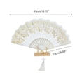 thumbnail image 2 of Unique Bargains 1 Pc Butterfly with Tassel Folding Fan for Masquerade White Silk Fabric, 2 of 5