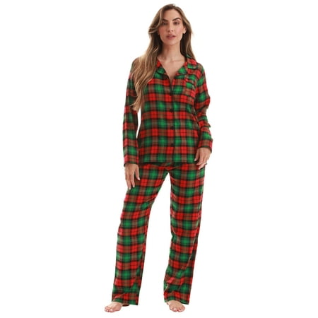 

Just Love Women s Flannel Pajama Set - Cozy Long Sleeve PJ Set for Winter Sleepwear (Multi Xmas Plaid X-Large)