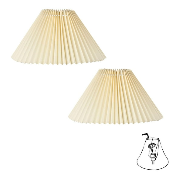 FSLiving Beige Pleated Mushroom Designed Fabric Lamp Shade Replacement, Slip UNO Fitter Art Cover, DIY Torchiere Shade Decorative for Ceiling Pendant Light Table Lamp Swag Lamp Wall Sconce 2-Packs
