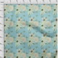 thumbnail image 3 of oneOone Cotton Cambric Sky Blue Fabric Flower & Leaves Watercolor Craft Projects Decor Fabric Printed By The Yard 56 Inch Wide, 3 of 4
