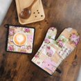 thumbnail image 5 of Pioneer Flower Kitchen Oven Mitt and Pot Holder Sets 2 Pcs for Baking, Cooking and Grilling, Heat Resistant Up To 392 °F, 5 of 7