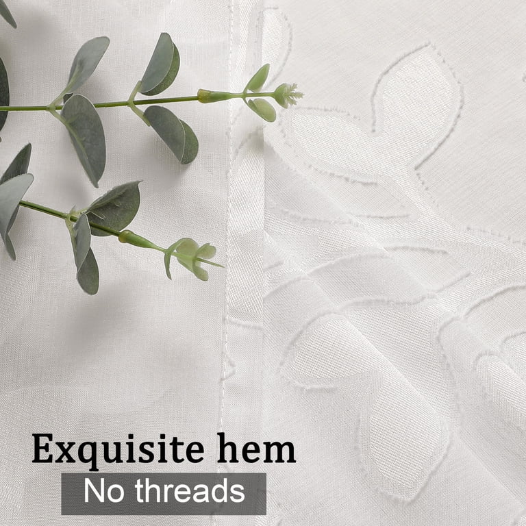 OVZME Darla Natural Sheer Cafe Curtains 42W x 36L, 2-Panel photo 4