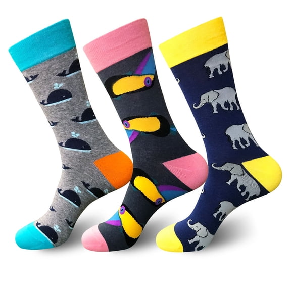 Men's Crew Socks Men's Cotton Colorful Funky Crew Socks 3-Pack