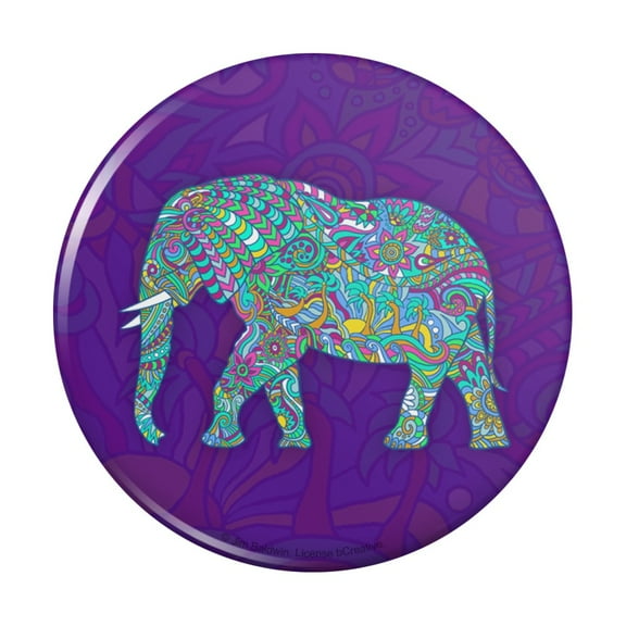 Mosaic Elephant Pinback Button Pin