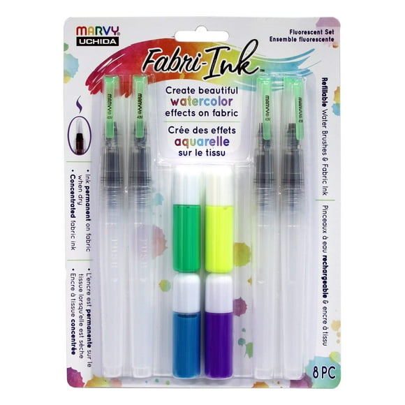 Uchida Water Brush Green Fabric Ink Marker Fluorescent 6 Pack