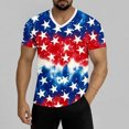 thumbnail image 2 of Thousandth Plus Size Patriotic Tops for Men Casual Tie Dye V-Neck T-Shirts Summer Breathable Fashionable Streetwear Star Graphic Tees for BBQ Vacation Party, 2 of 7